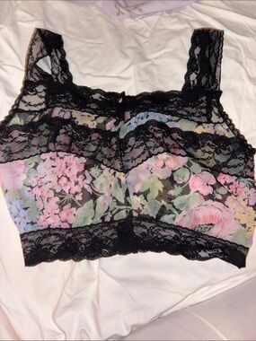 Victoria's Secret Black Lace Floral Bandeau Bralette